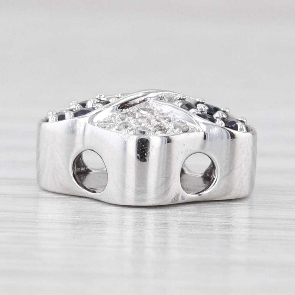 0.37ctw Blue Sapphire Diamond Slide Bracelet Charm 14k White Gold