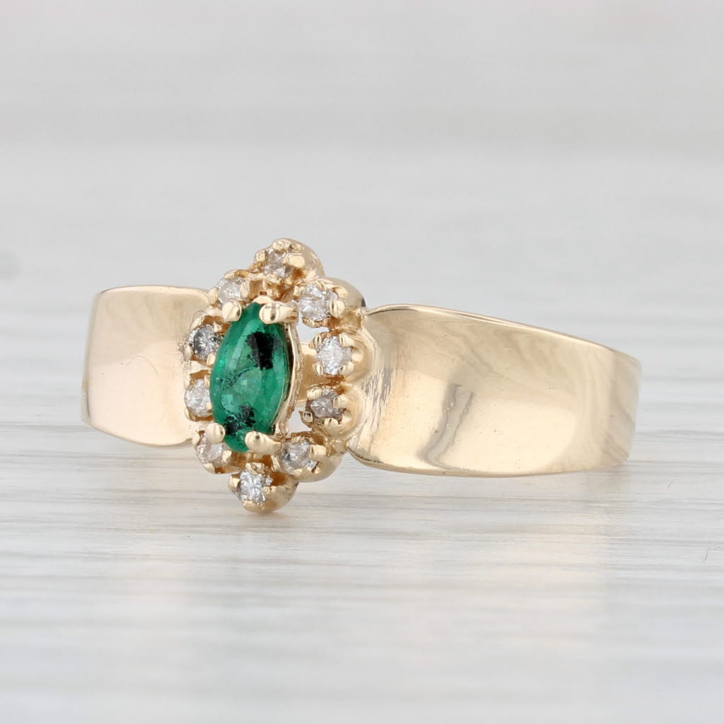 Light Gray 0.25ctw Marquise Emerald Diamond Halo Ring 14k Yellow Gold Size 7.25