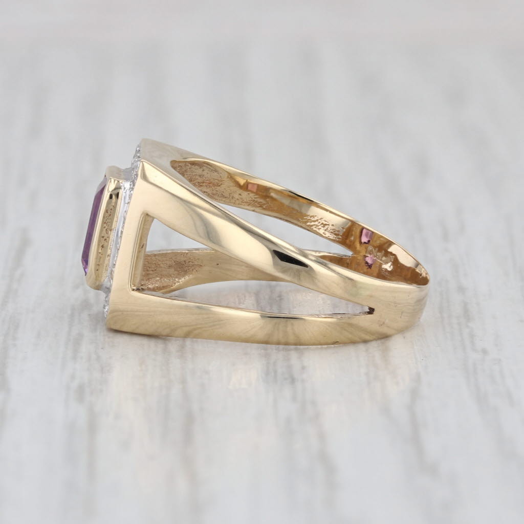 0.85ctw Amethyst Diamond Halo Ring 14k Yellow Gold Size 7.75