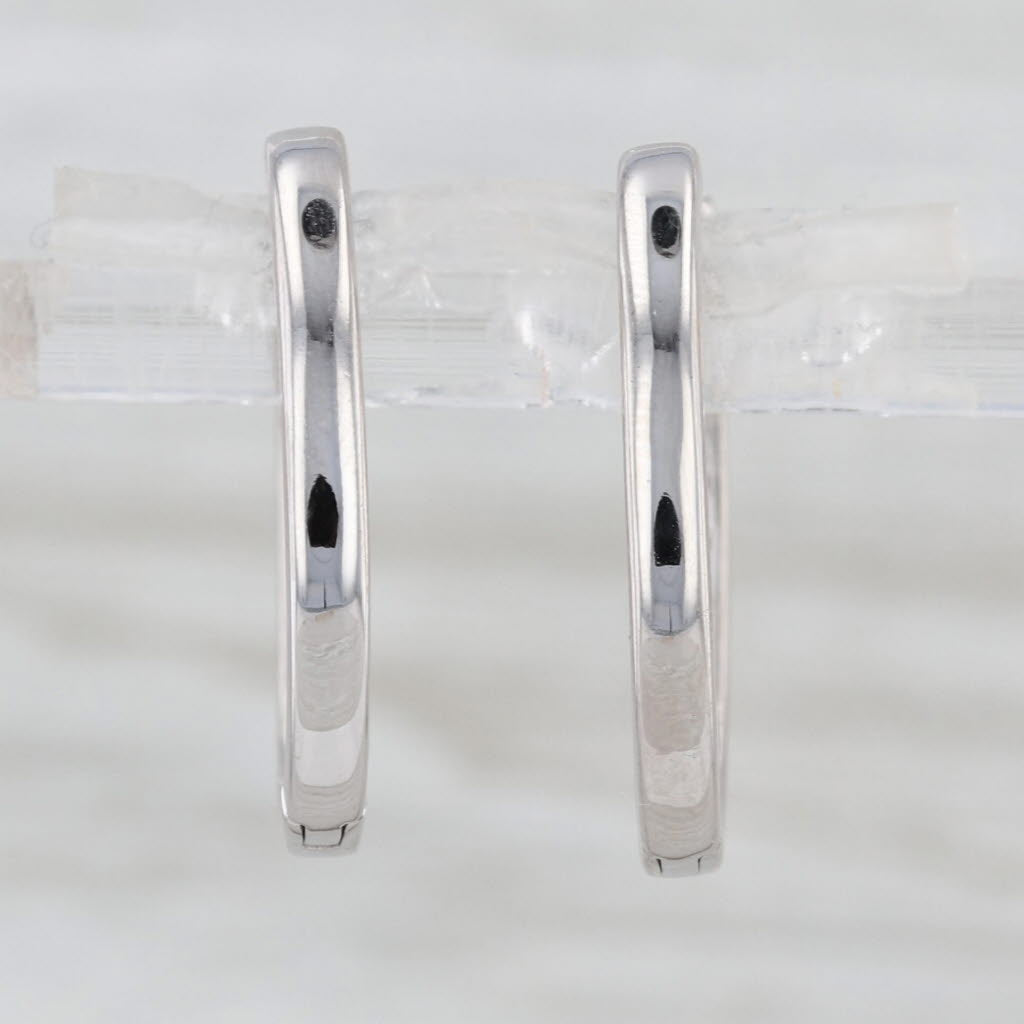 0.15ctw Diamond Hoop Earrings 10k Yellow White Gold Hinged Snap Top Round Hoops