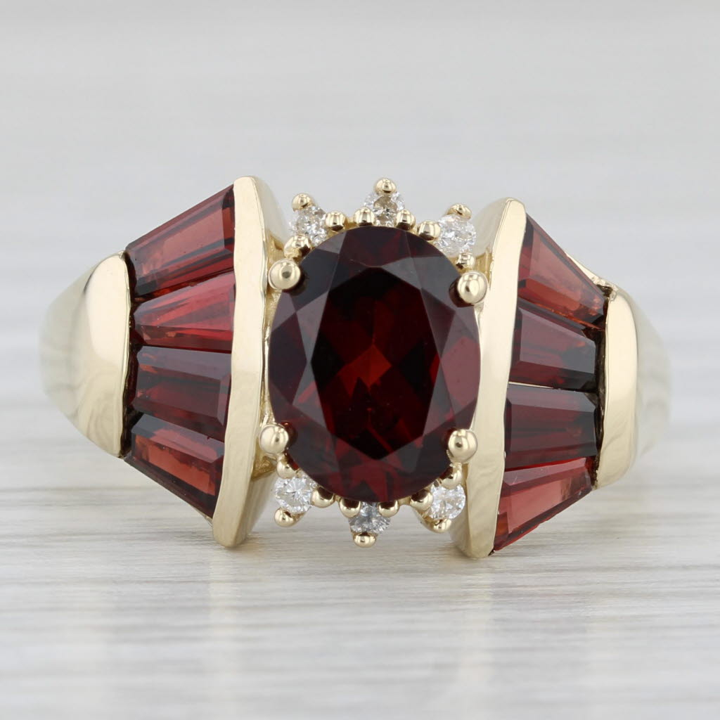 Light Gray 3.55ctw Oval Garnet Ring 14k Yellow Gold Size 9 Diamond Accents