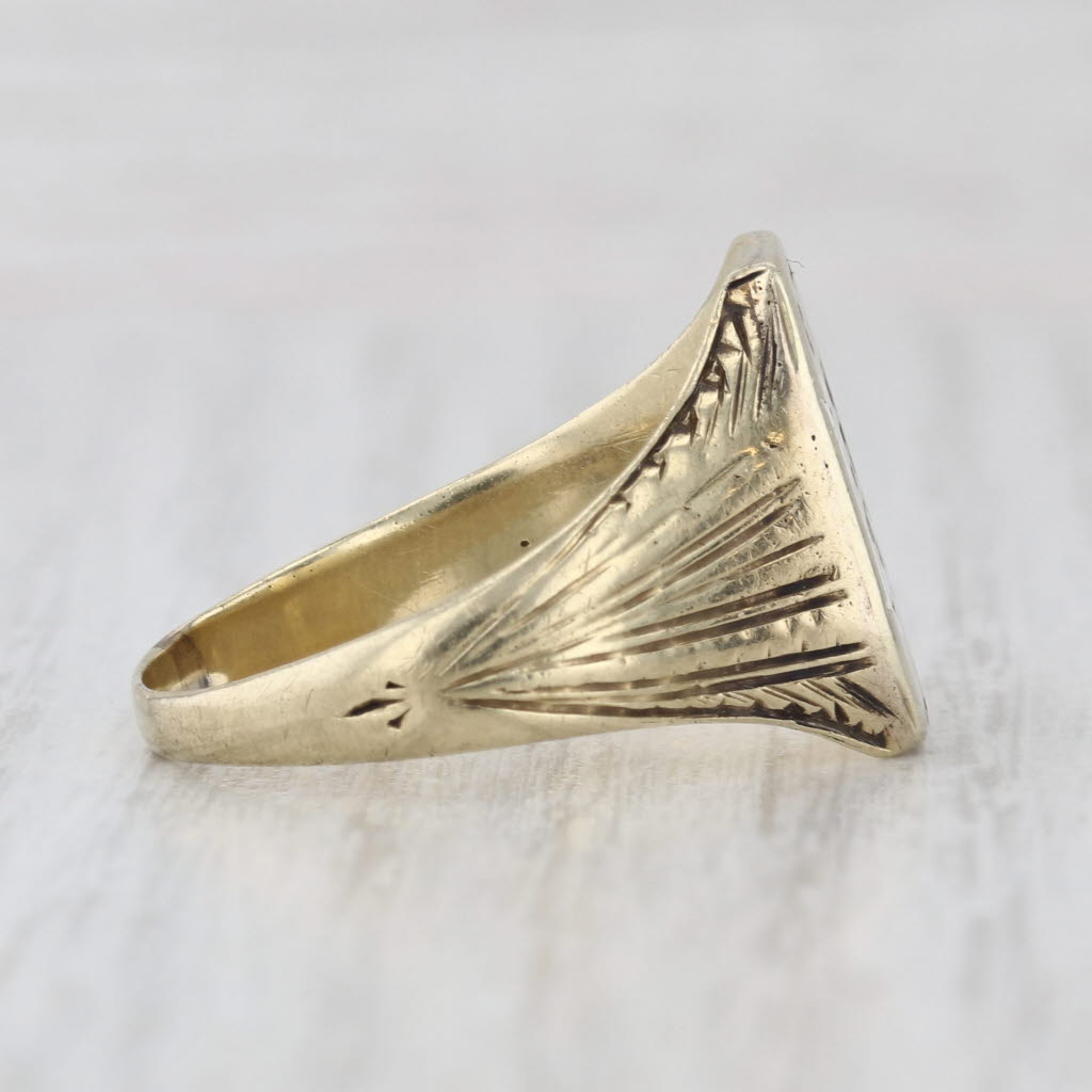 Antique Brotherhood Locomotive Firemen Engineers Ring 10k Gold Size 11.75