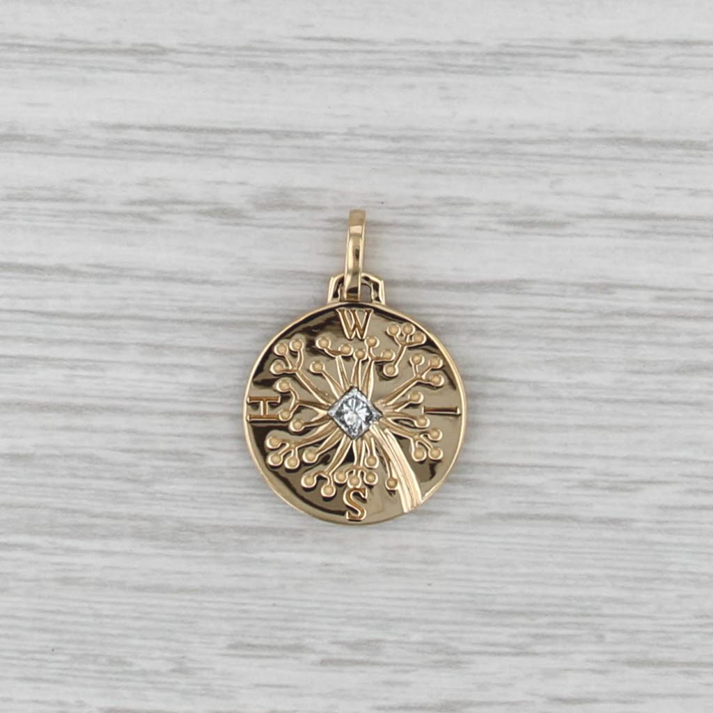 Monica Rich Kosann Dandelion With Intaglio Pendant 18k Yellow Gold Charm