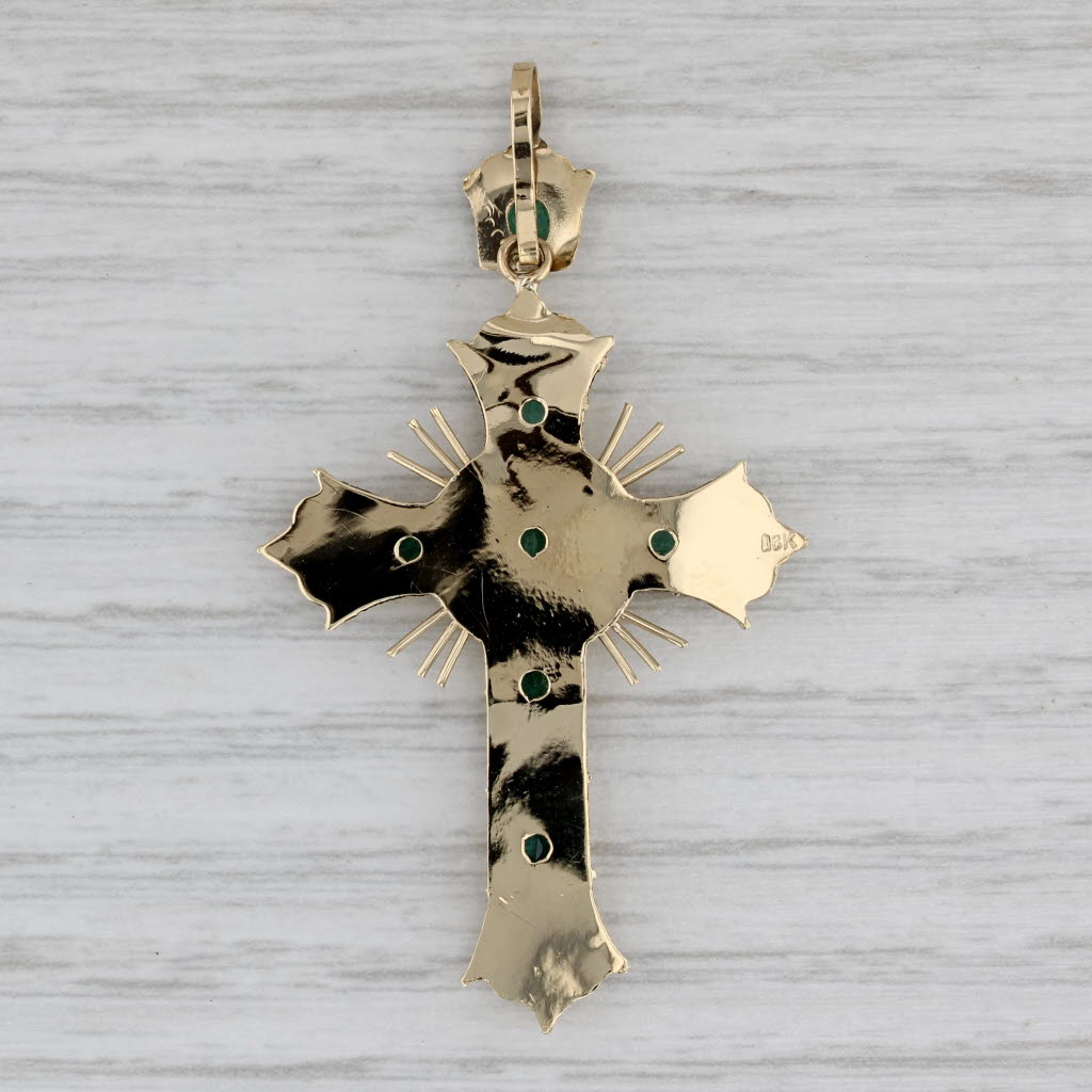 Gray Vintage 1.30ctw Emerald Cross Pendant 18k Yellow Gold