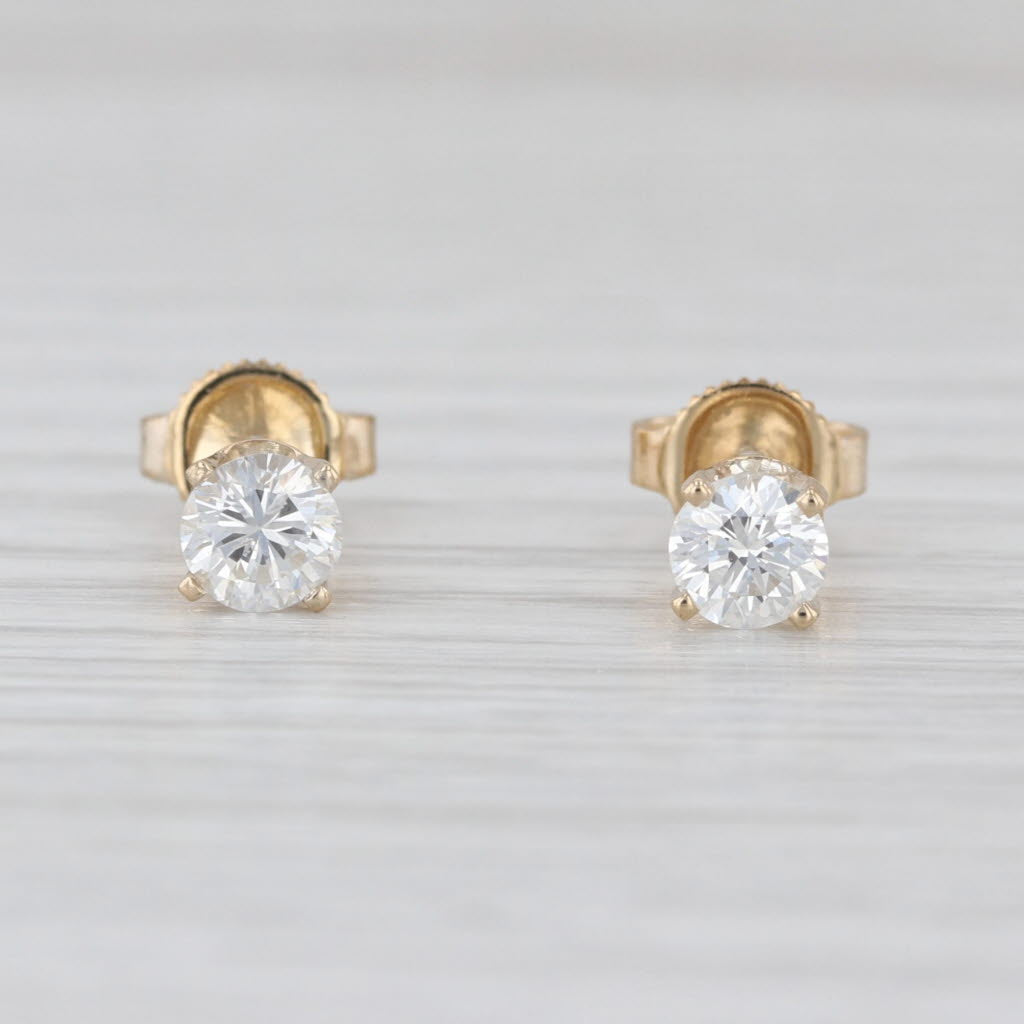 0.63ctw Diamond Stud Earrings 14k Yellow Gold Round Solitaire Studs