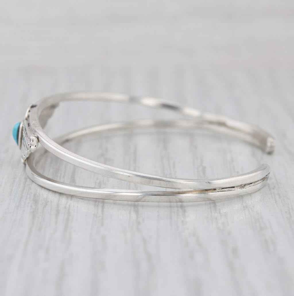 Vintage Southwestern Turquoise Eagle Cuff Bracelet Sterling Silver 6.75"