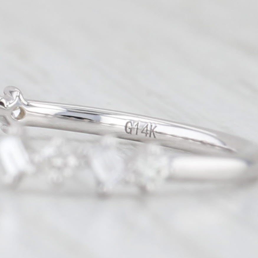 Light Gray New 0.30tw Diamond Wedding Band 14k White Gold Stackable Anniversary Ring 6.5