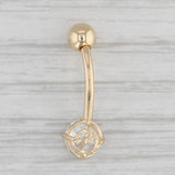 Gray 0.73ct Lab Created Diamond Belly Button Barbell Piercing 14k Yellow Gold