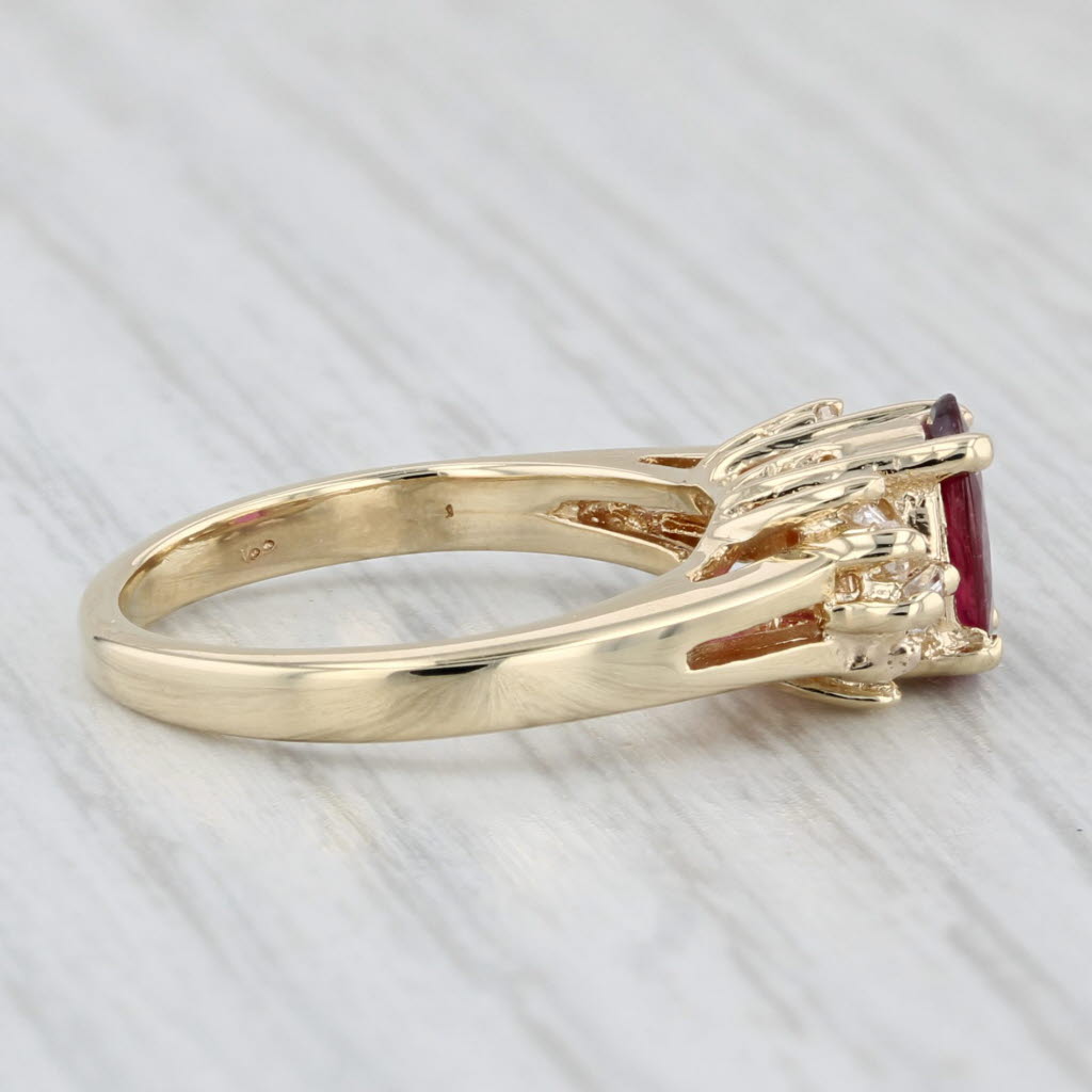 Light Gray 0.96ctw Oval Ruby Diamond Ring 14k Yellow Gold Size 4.5