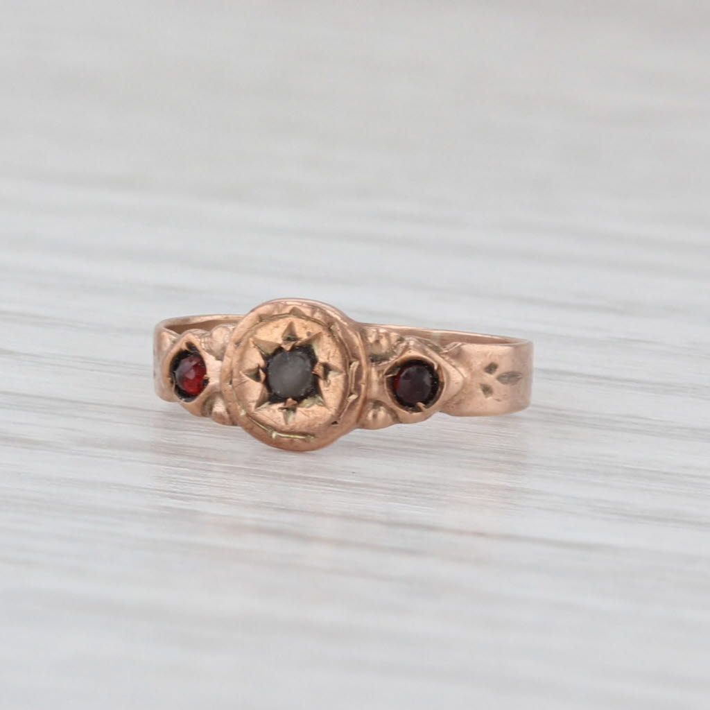 Antique Simulated Glass Baby Ring Small Size 8k Yellow Gold
