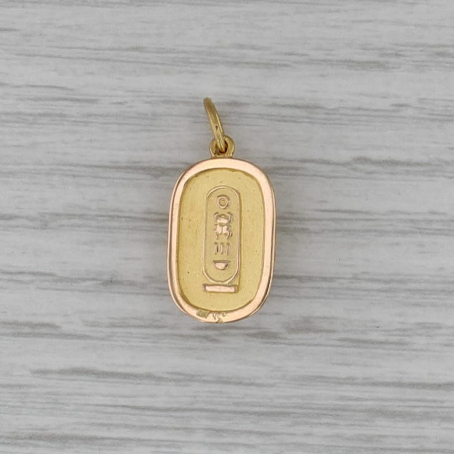 Egyptian Scarab Charm 18k Yellow Gold Red Carnelian Bug Pendant