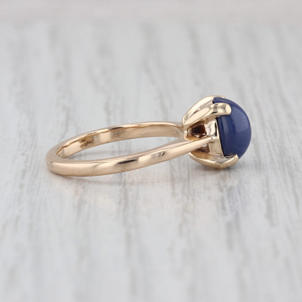 Linde Lab Created Star Sapphire Ring 14k Yellow Gold Size 5.75 Oval Cabochon