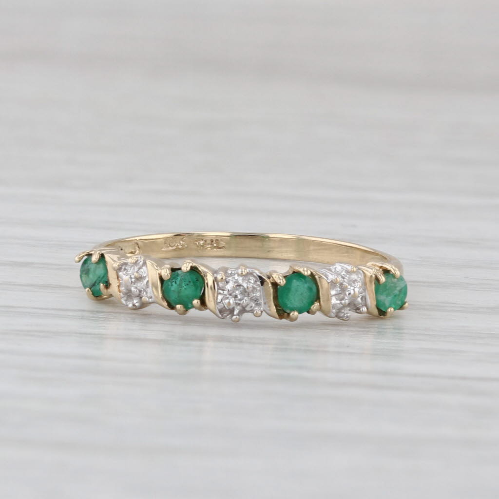 0.26ctw Emerald Diamond Ring 10k Yellow Gold Size 7 Stackable Bridal