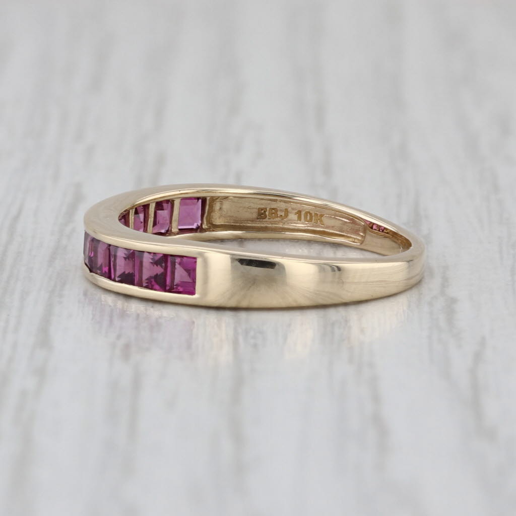 0.64ctw Rhodolite Garnet Ring 10k Yellow Gold Size 8 Stackable Wedding Band