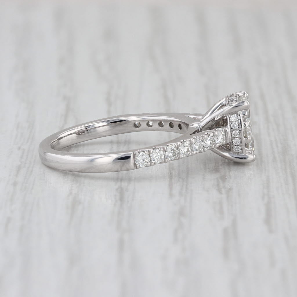 1ctw Diamond Cluster Engagement Ring 950 Platinum Size 6.75 Cathedral Band