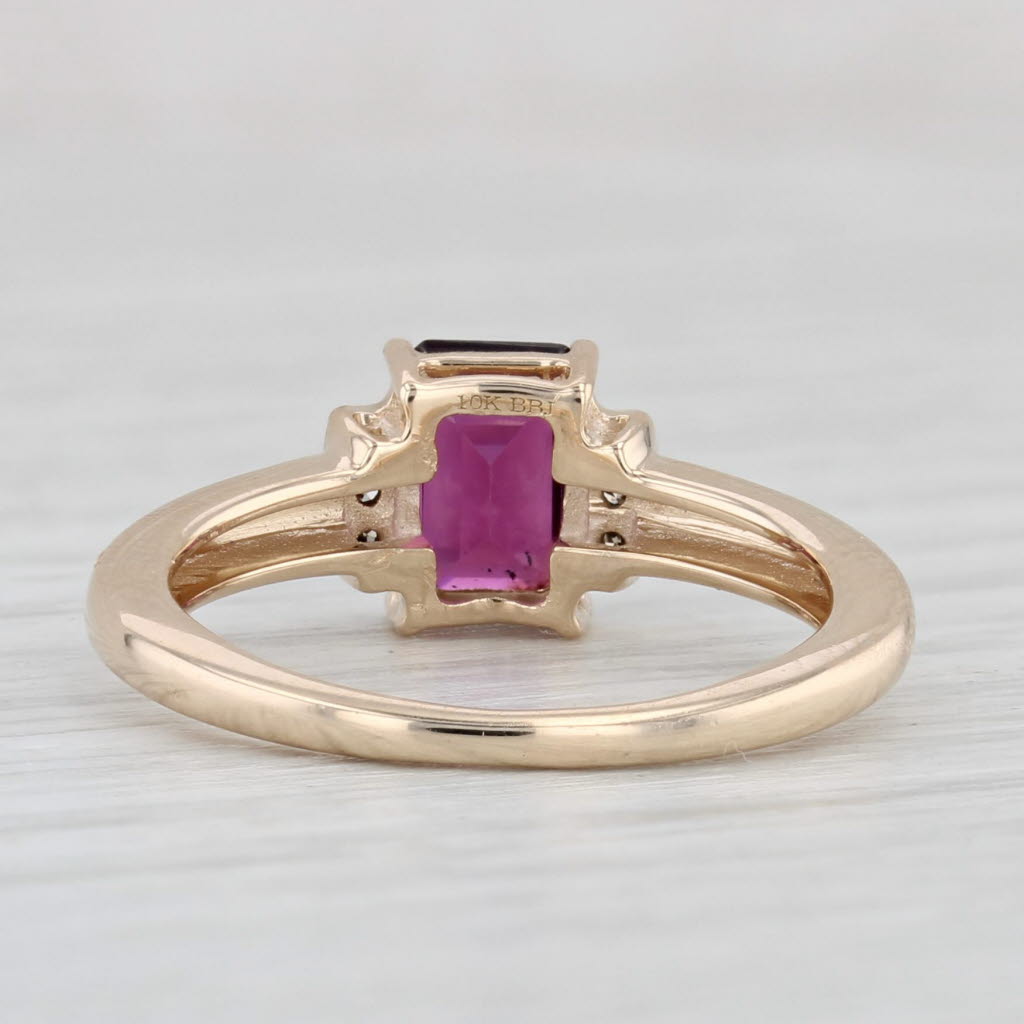 Light Gray 0.90ctw Rhodolite Garnet Diamond Ring 10k Yellow Gold Size 5