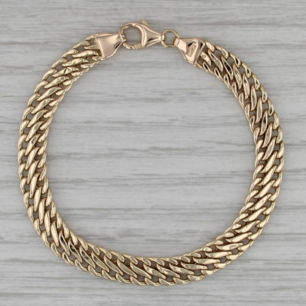 Curb Chain Bracelet 14k Yellow Gold Milor Italy 6.25" 6.2mm