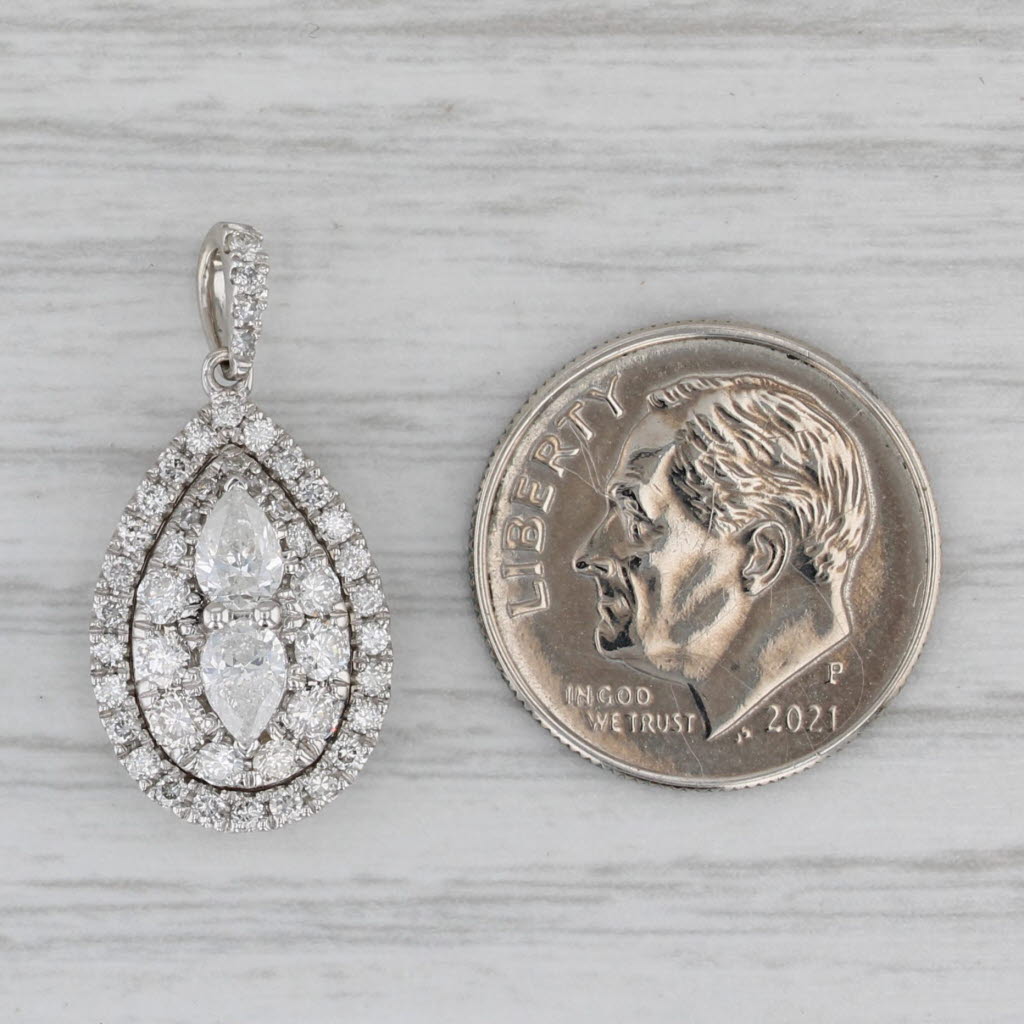 Gray 0.83ctw Diamond Teardrop Halo Pendant 10k White Gold
