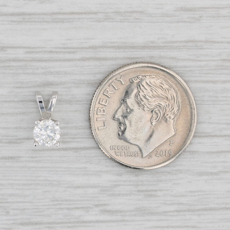 Gray New 0.30ct Round Diamond Solitaire Pendant 14k White Gold Small Drop