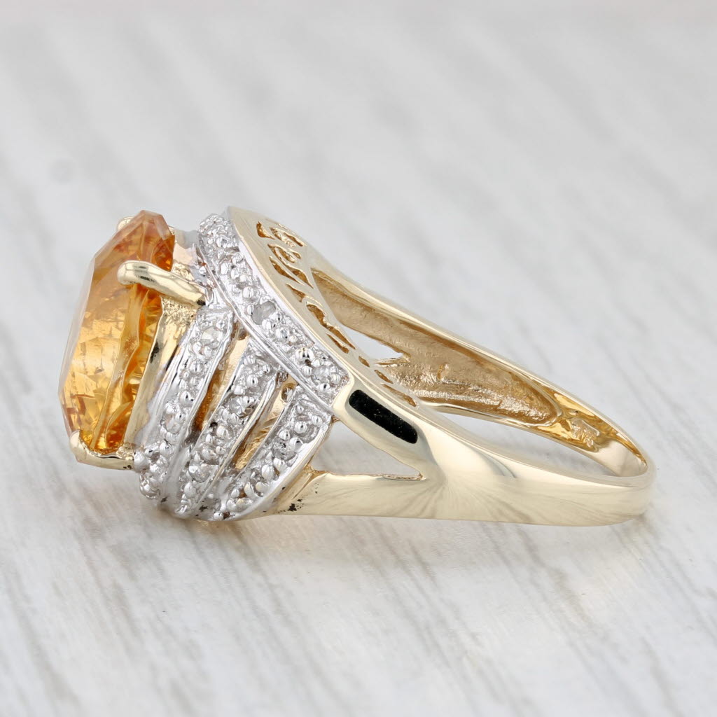 Light Gray 6.16ctw Orange Citrine Diamond Ring 10k Yellow Gold Size 7 Cocktail