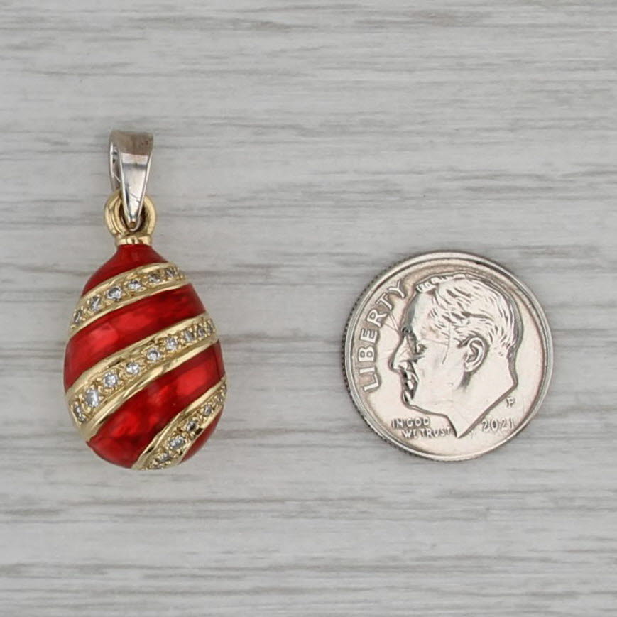 0.19ctw Diamond Egg Pendant 18k Yellow Gold Resin