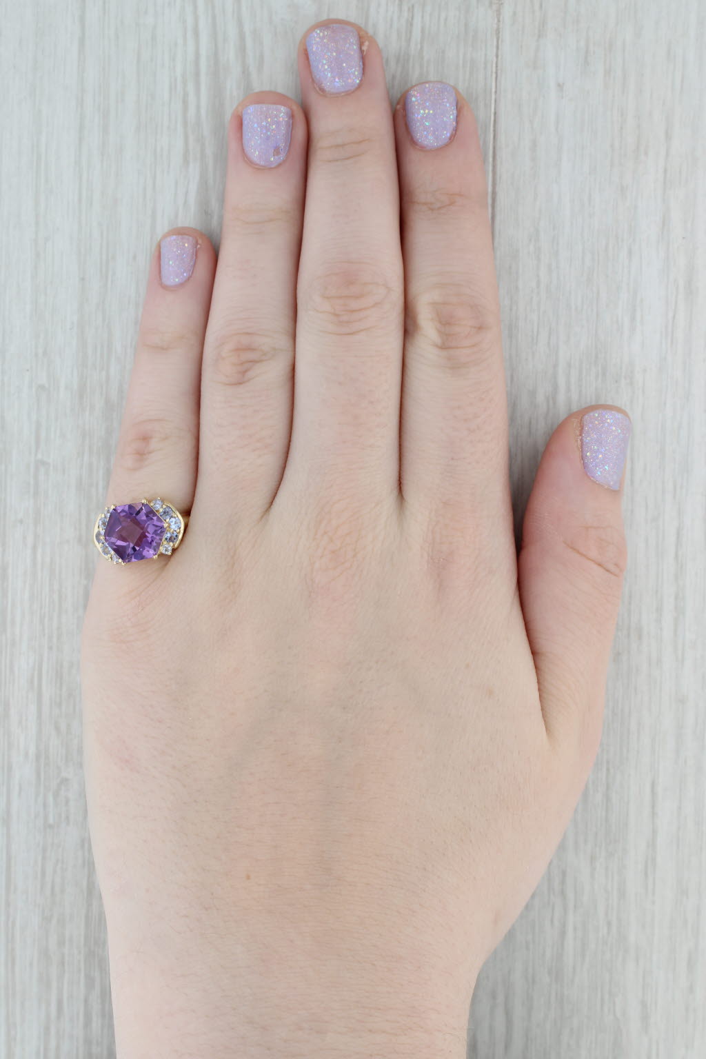 Gray 4.64ctw Amethyst Tanzanite Ring 14k Yellow Gold Size 7