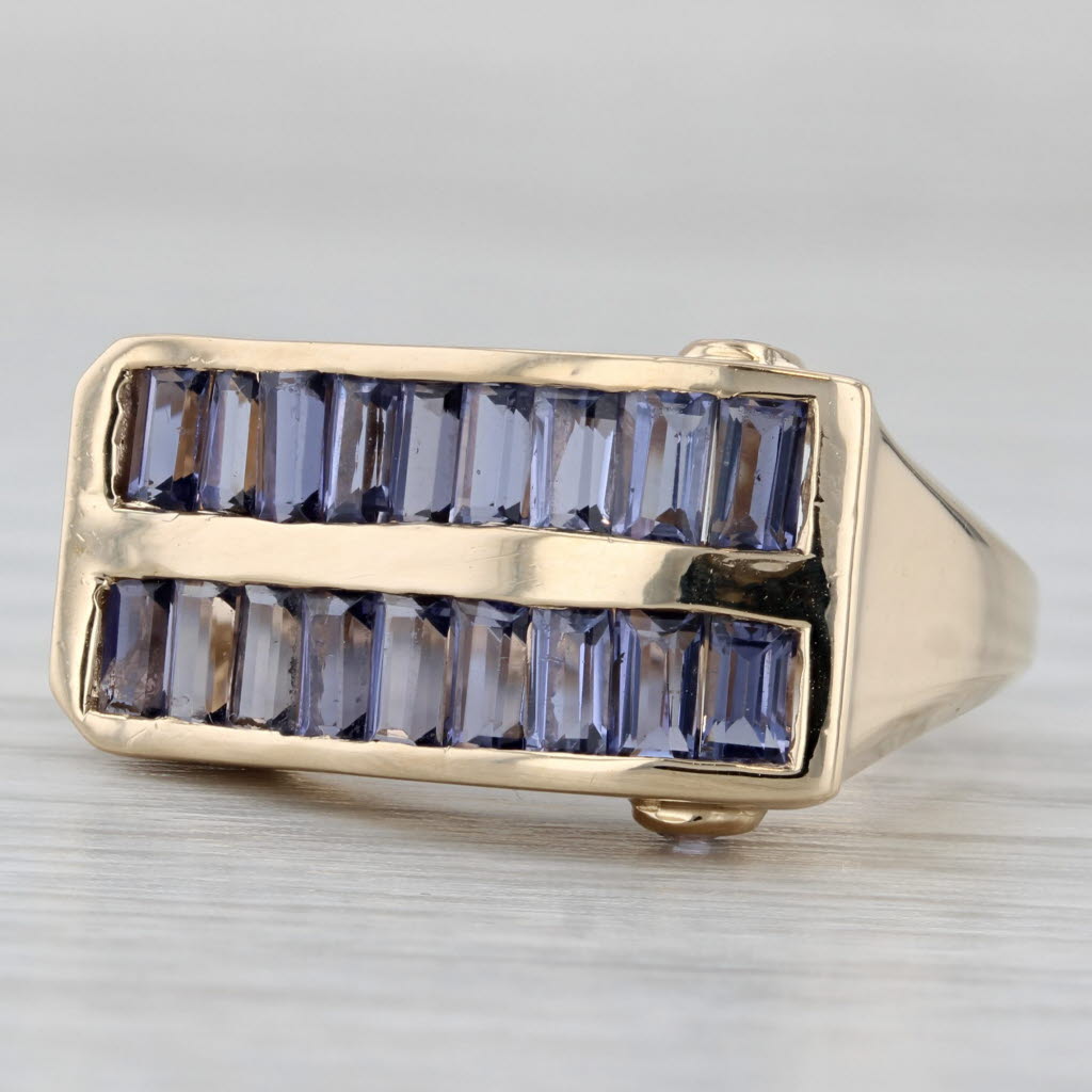 Gray 1.98ctw Iolite Tanzanite Ring 14k Yellow Gold Size 7 Abstract Cocktail