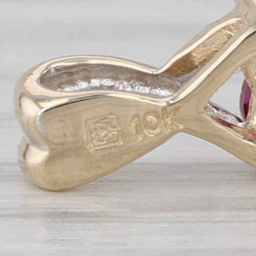 0.50ct Lab Created Ruby Heart Pendant 10k Yellow Gold Small Drop