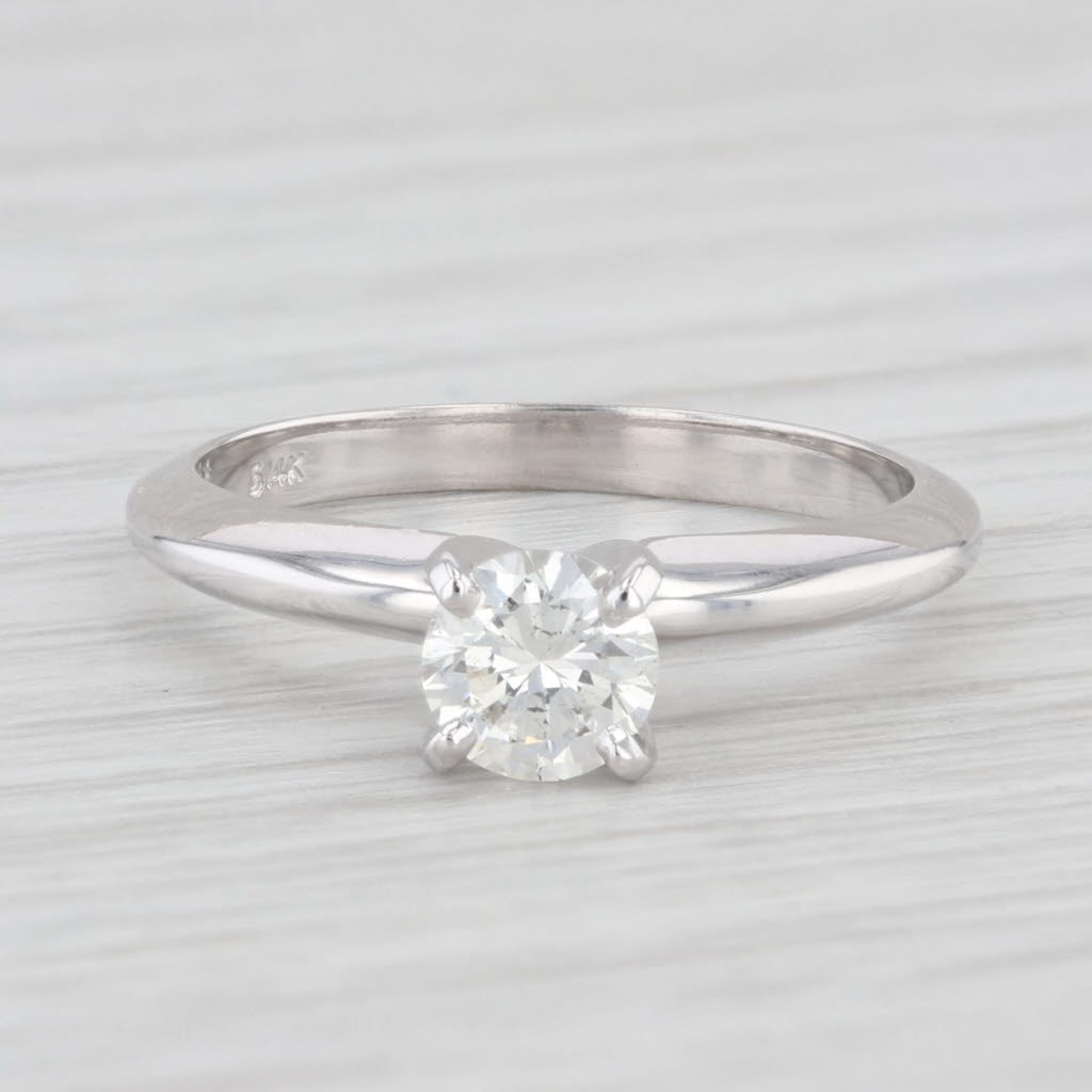 Light Gray 0.55ct Round Brilliant Diamond Solitaire Engagement Ring 14k White Gold Size 6