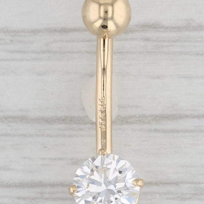 Light Gray 0.73ct Lab Created Diamond Belly Button Barbell Piercing 14k Yellow Gold
