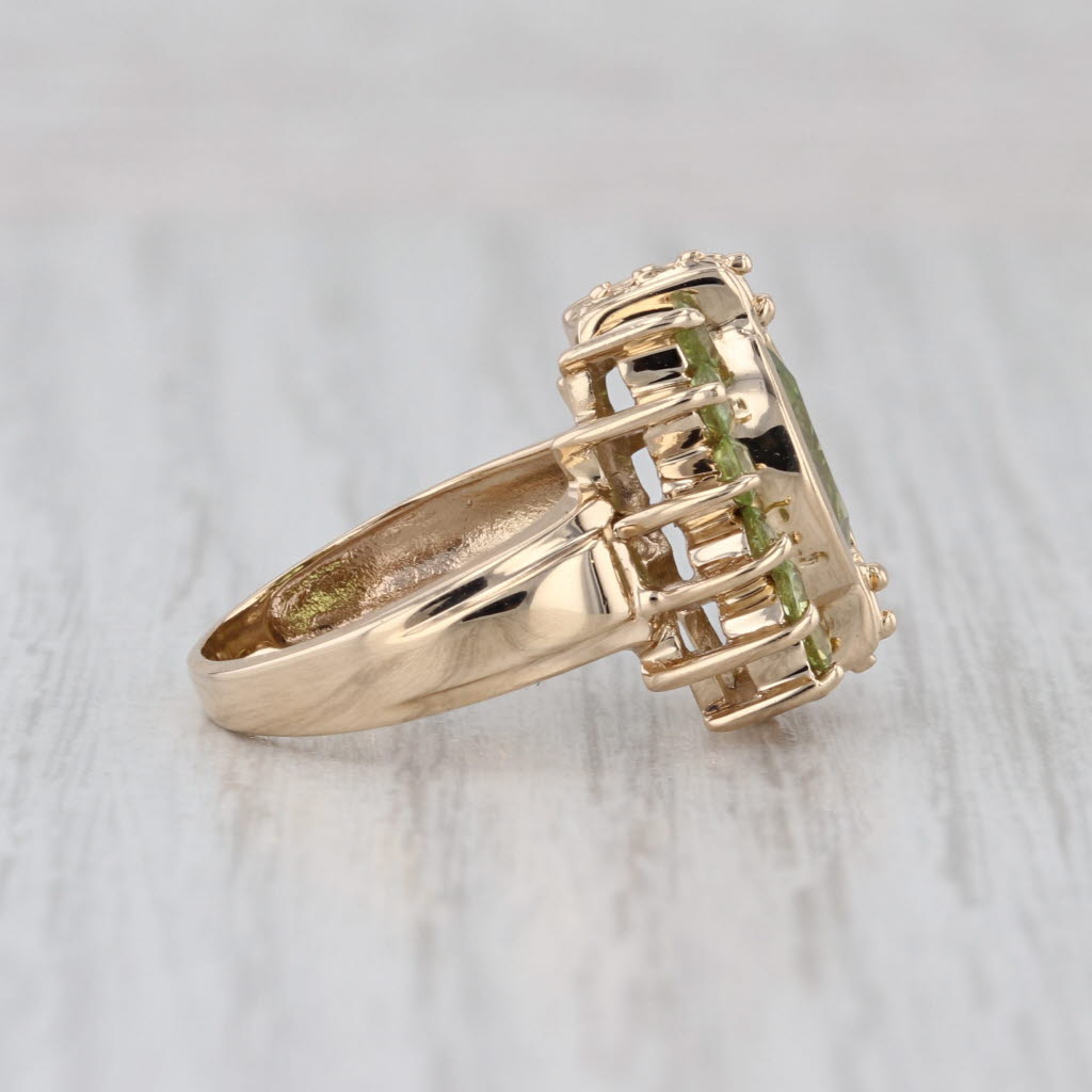 3.20ctw Peridot Halo Ring 14k Yellow Gold Size 5 Cocktail