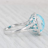 Blue Topaz Turquoise Doublet Diamond Halo Ring 18k White Gold Size 8