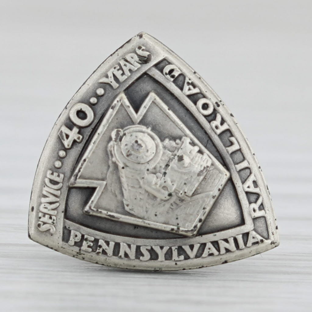 Gray Vintage Pennsylvania Railroad 40 Years Company Service Award Pin Sterling Silver