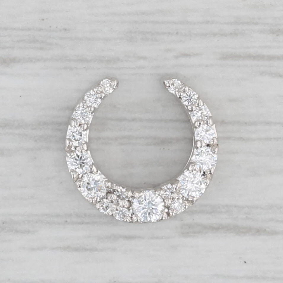 Gray New 0.23ctw Diamond Crescent Moon Pendant 14k White Gold Floating Drop