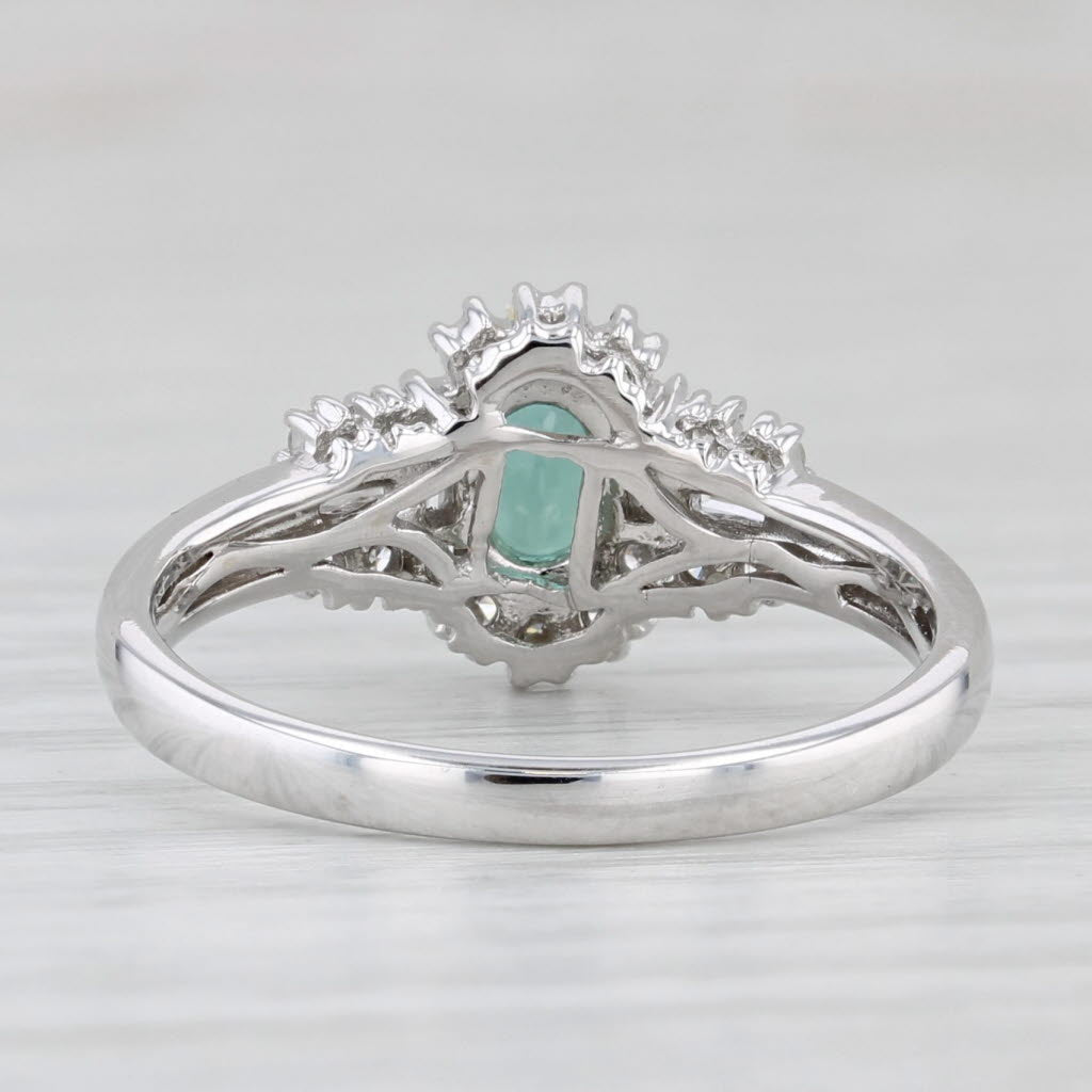 Light Gray 0.79ctw Green Alexandrite Diamond Halo Ring 14k White Gold Size 7 Engagement