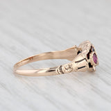 Antique Victorian Garnet Ruby Ring 9k Yellow Gold Size 5.5