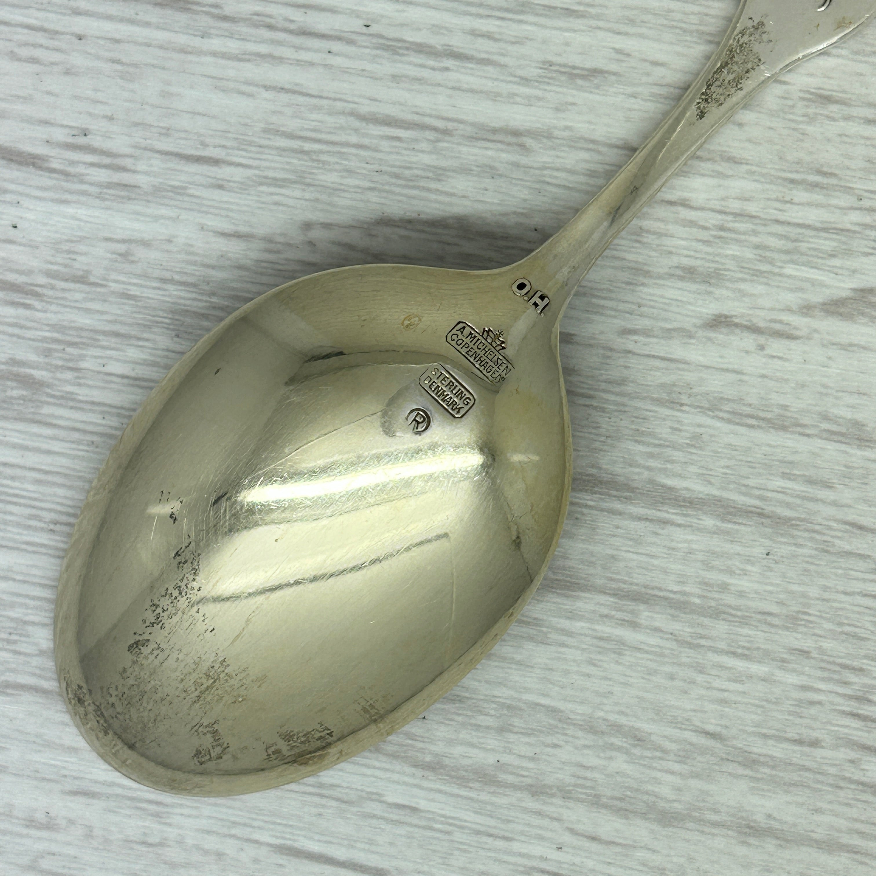 Dark Gray Vintage 1944 Anton Michelsen Sterling Silver Enamel Christmas Spoon Denmark