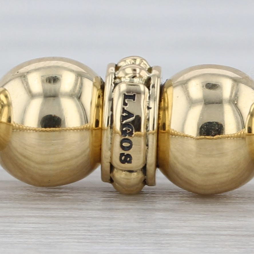 Lagos Caviar Stretchy Bead Bangle Bracelet w/ Pouch 18k Gold 6mm 6.75" Medium