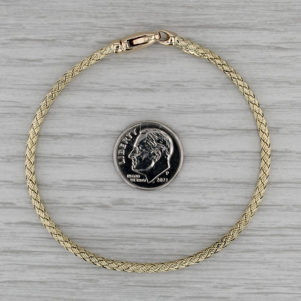 Flexible Woven Bangle Bracelet 14k Yellow Gold 6.25" 2.6mm
