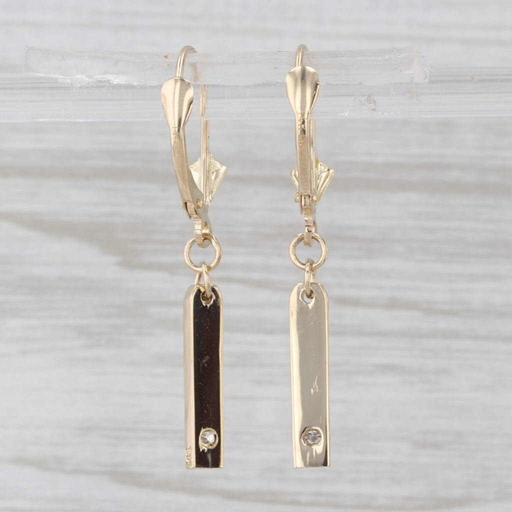 Diamond Bar Dangle Earrings 14k Yellow Gold Drops