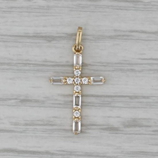 0.57ctw Cubic Zirconia Cross Pendant 14k Yellow Gold