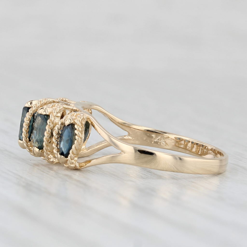 Light Gray 1.10ctw Tiered Pyramid Blue Sapphire Ring 14k Yellow Gold Size 6.75