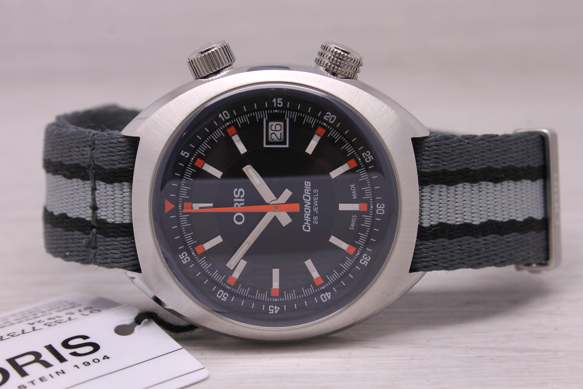 Oris ChronOris Mens 39mm Steel Automatic Watch Boxes Swiss Ref 01 733 7737 4054