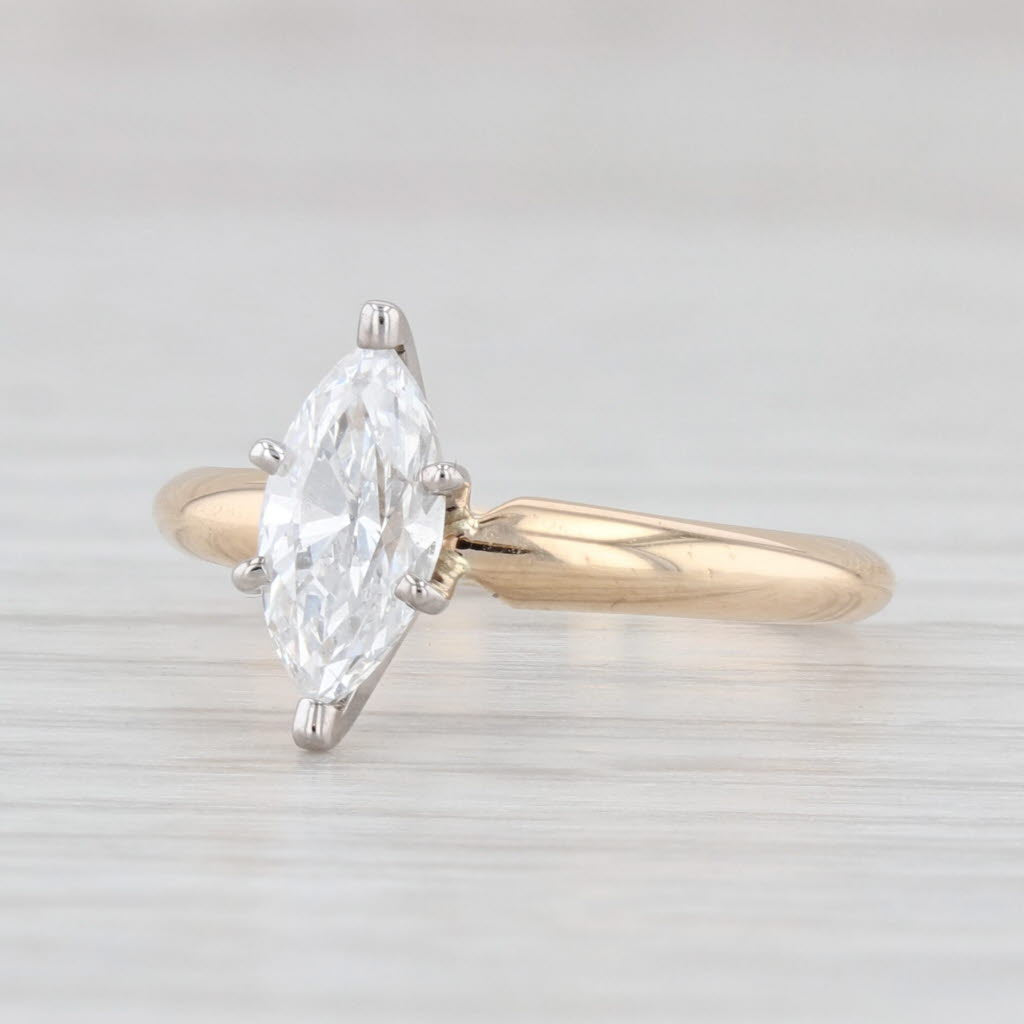 Light Gray 0.73ct Marquise Solitaire Engagement Ring 14k Yellow Gold Size 4.5