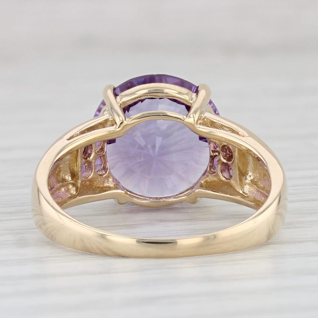 Light Gray 4.42ctw Round Amethyst Ring 14k Yellow Gold Size 9.25