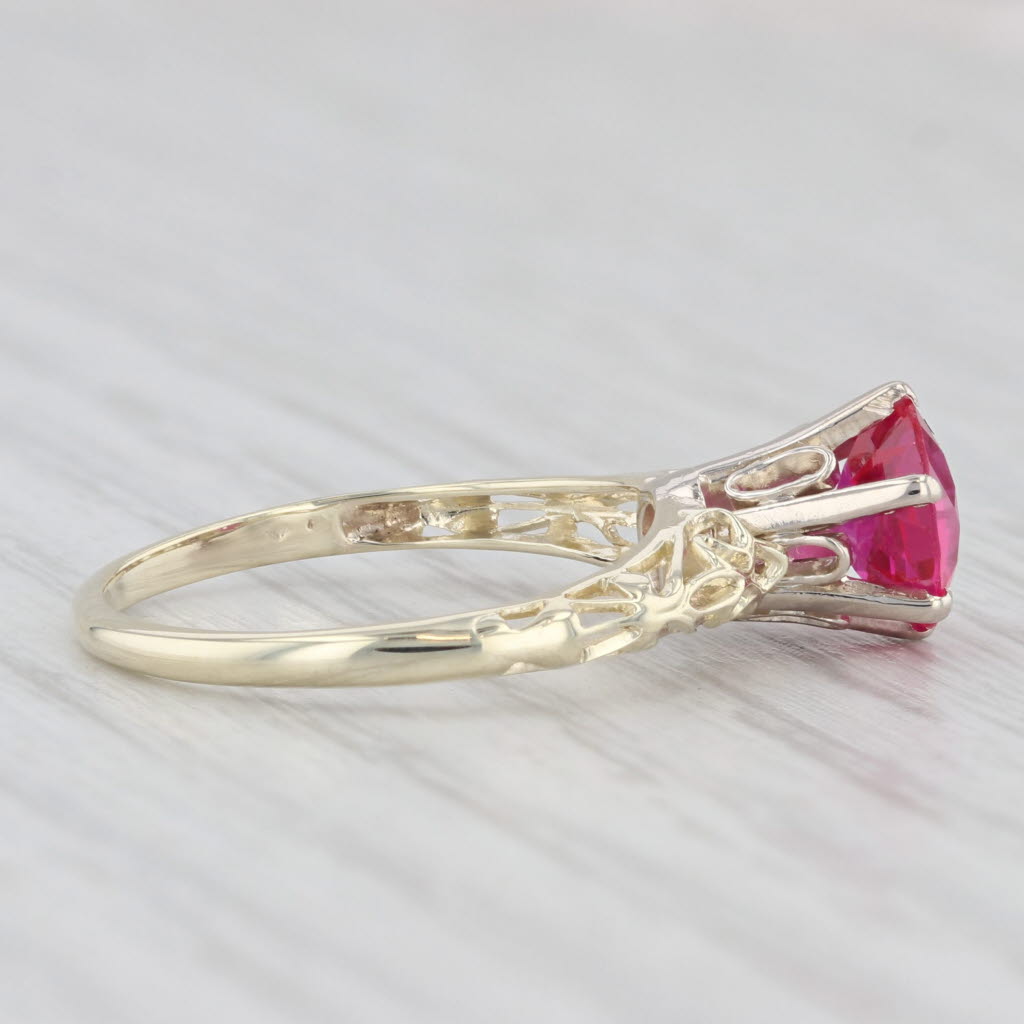 Light Gray 1.75ct Lab Created Ruby Solitaire Ring 14k Yellow White Gold Size 5.5 Vintage