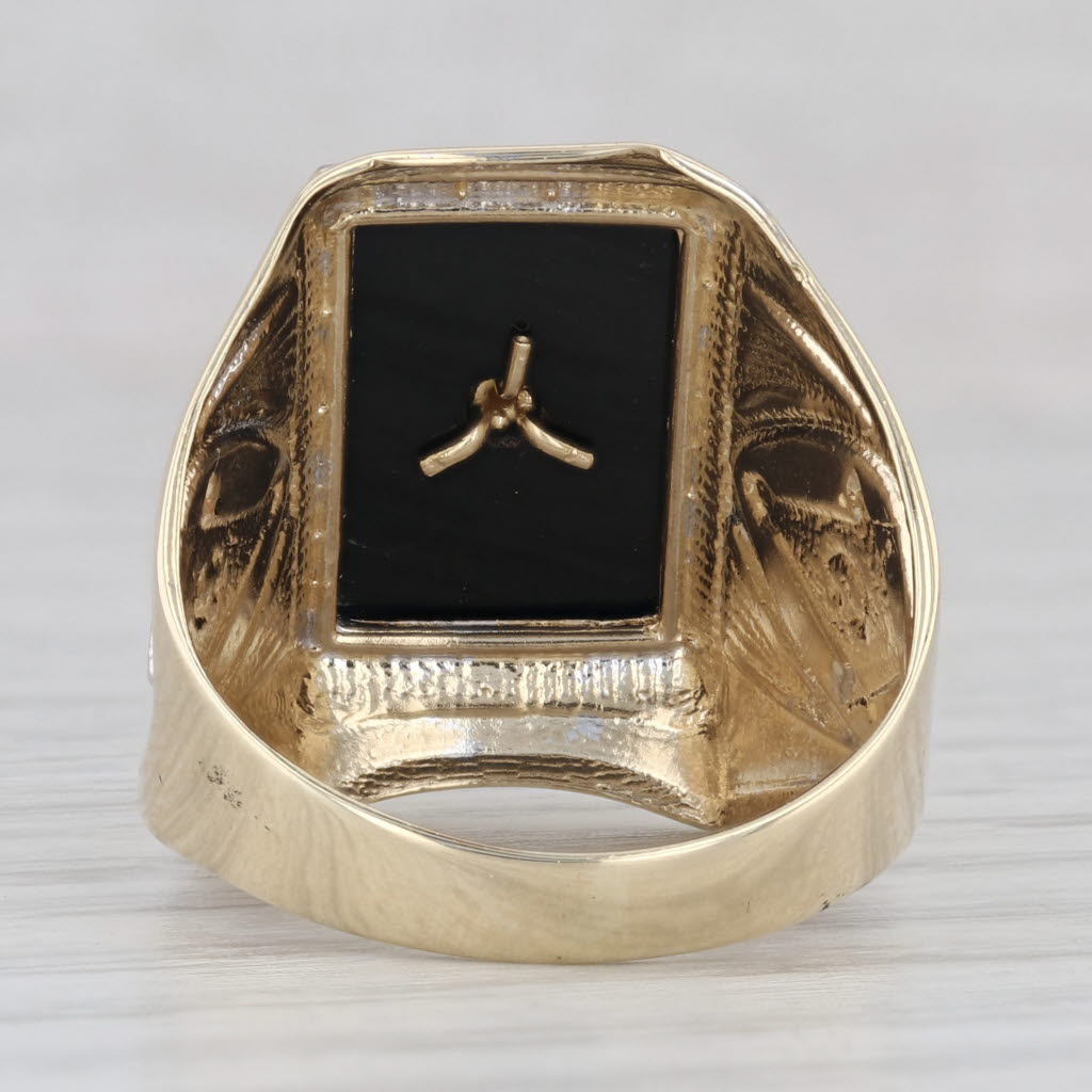 Gray Past Master Mason Signet Ring 10k Gold Onyx Square Compass Sun Masonic Size 9