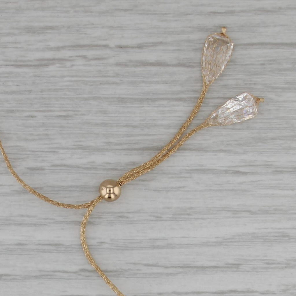 5.80ctw Cubic Zirconia Station Mesh Chain Bolo Necklace 14k Gold Adjustable