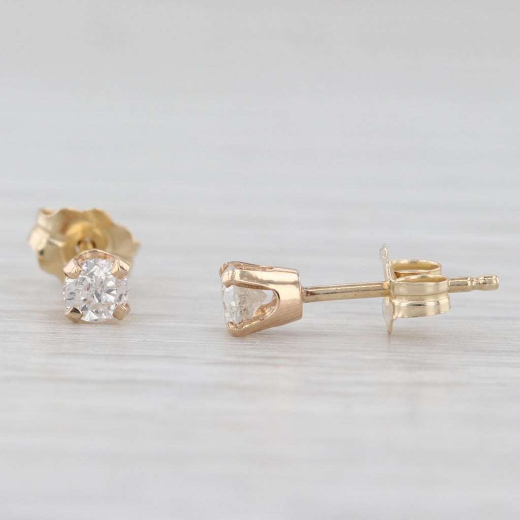 Light Gray 0.23ctw Diamond Round Solitaire Stud Earrings 14k Yellow Gold
