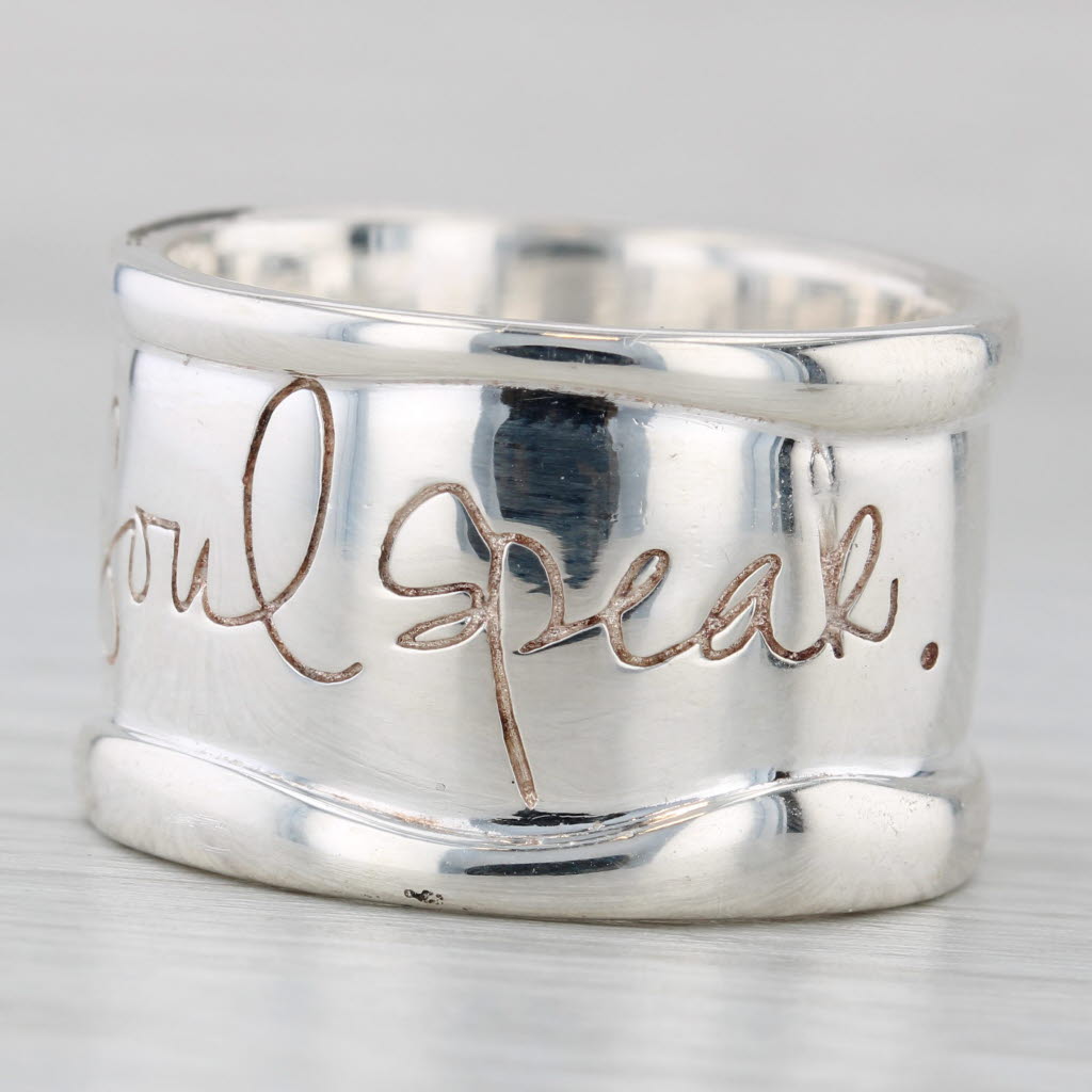 Light Gray Hear My Soul Shawn Killinger Ring Sterling Silver Statement Band Size 10.5